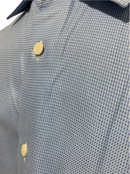 XL (17.5 32/33) David Donahue Mens Dress Shirt Button Up Blue Pattern