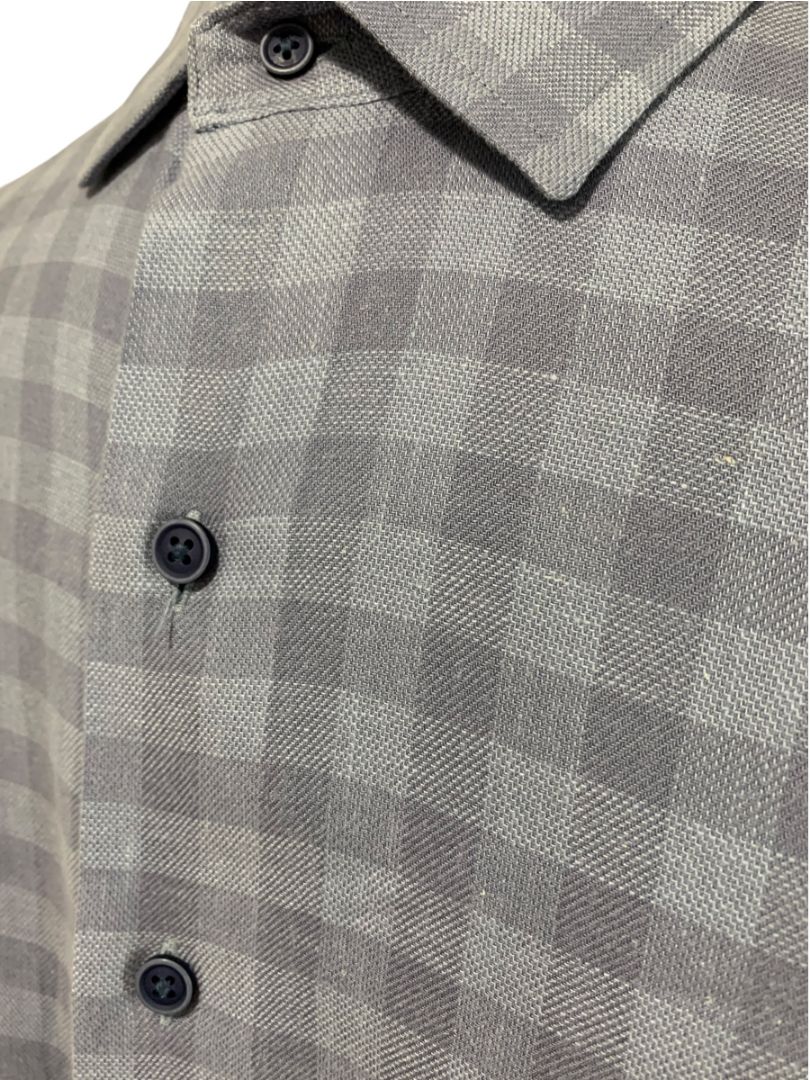 Size XL (17.5) David Donahue Mens Blue Button Up Shirt Linen Blend
