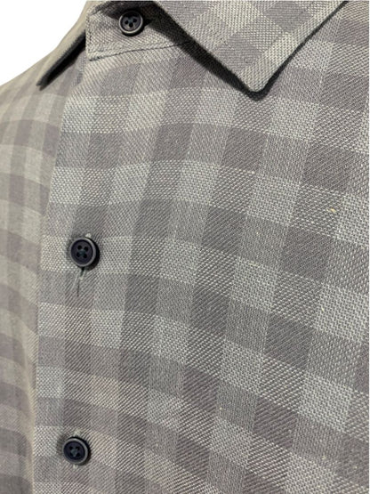 Size XL (17.5) David Donahue Mens Blue Button Up Shirt Linen Blend