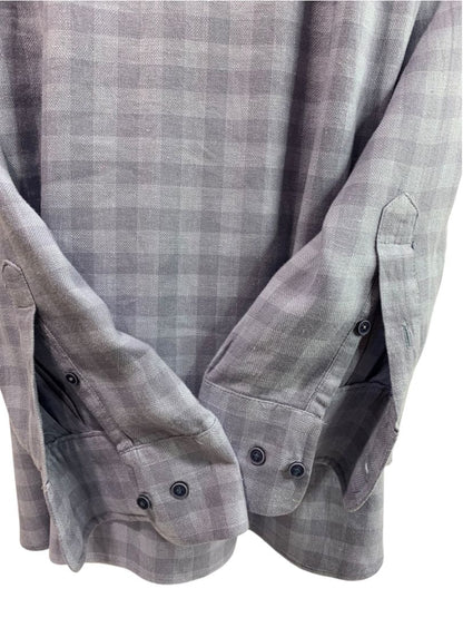 Size XL (17.5) David Donahue Mens Blue Button Up Shirt Linen Blend