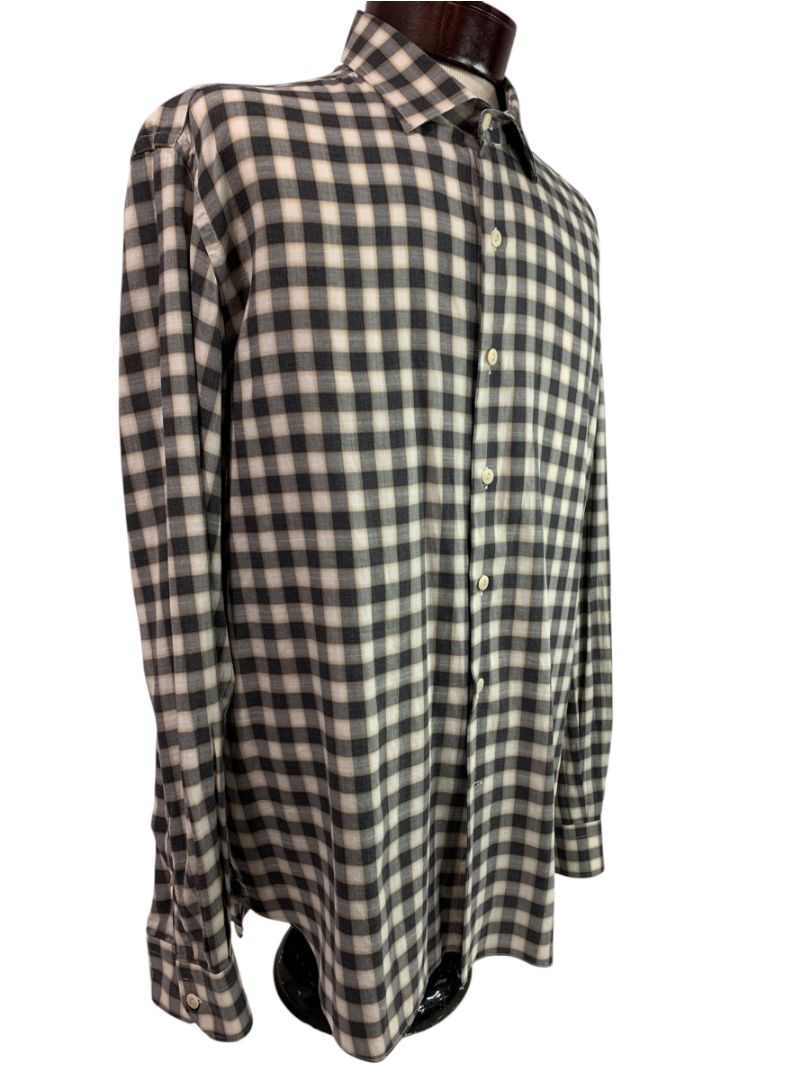 XXL (18 46) Culturata Mens Plaid Button Up Shirt Tailored Fit Italy Lightweight Cotton