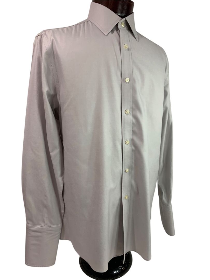 Large (16-33) Charles Tyrwhitt Mens Button Up Dress Shirt French Cuff Gray Non Iron Slim Fit