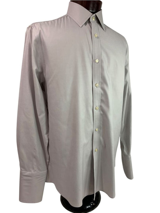 Large (16-33) Charles Tyrwhitt Mens Button Up Dress Shirt French Cuff Gray Non Iron Slim Fit