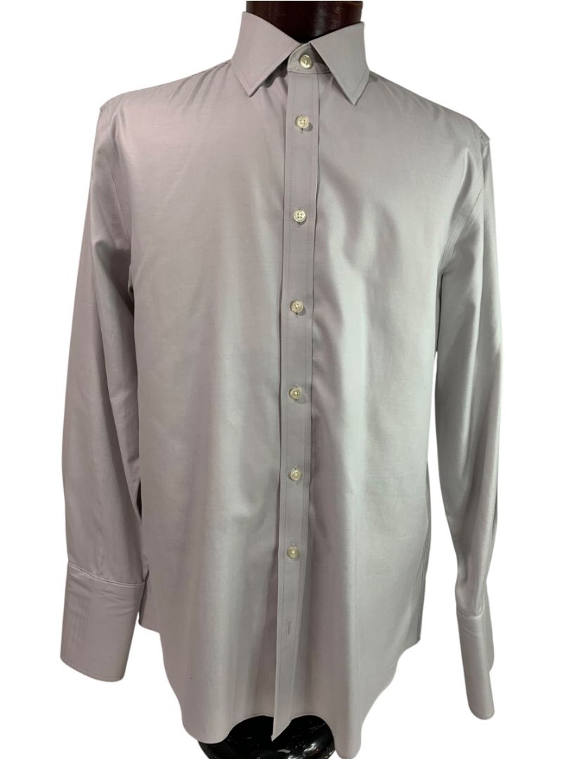 Large (16-33) Charles Tyrwhitt Mens Button Up Dress Shirt French Cuff Gray Non Iron Slim Fit