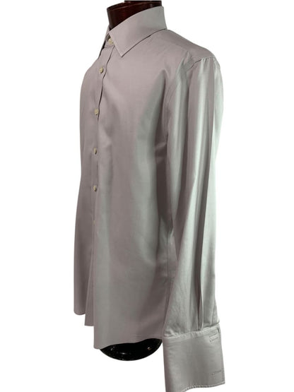 Large (16-33) Charles Tyrwhitt Mens Button Up Dress Shirt French Cuff Gray Non Iron Slim Fit