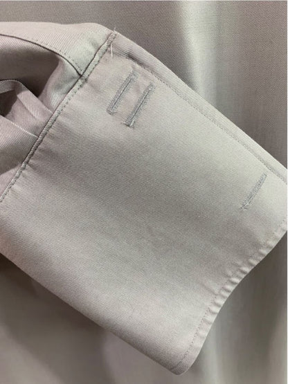 Large (16-33) Charles Tyrwhitt Mens Button Up Dress Shirt French Cuff Gray Non Iron Slim Fit