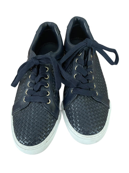 Size 8M Talbots Woven Lace Up Grommet Sneaker Navy Blue