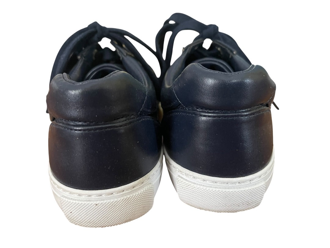 Size 8M Talbots Woven Lace Up Grommet Sneaker Navy Blue