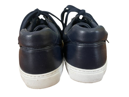 Size 8M Talbots Woven Lace Up Grommet Sneaker Navy Blue