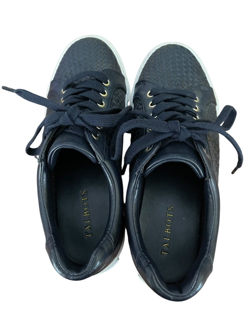 Size 8M Talbots Woven Lace Up Grommet Sneaker Navy Blue