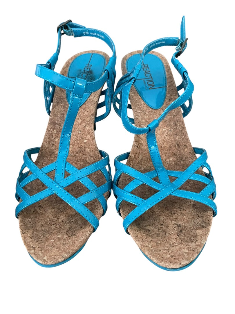 Size 8M Kenneth Cole Reaction Strappy 3.5" Heel Sandal LR01369 Teal