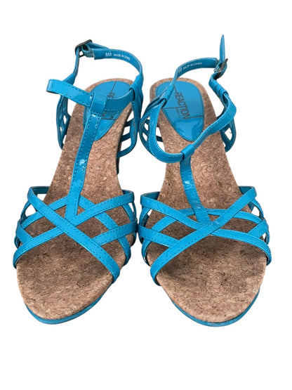 Size 8M Kenneth Cole Reaction Strappy 3.5" Heel Sandal LR01369 Teal