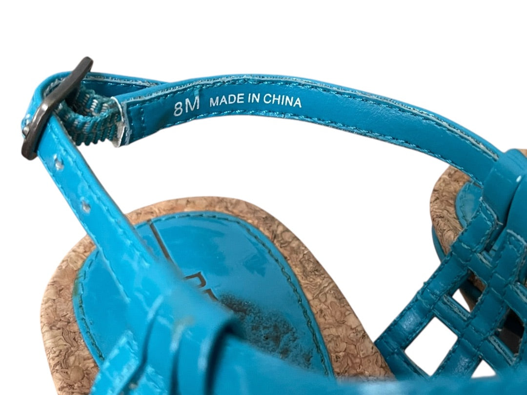 Size 8M Kenneth Cole Reaction Strappy 3.5" Heel Sandal LR01369 Teal