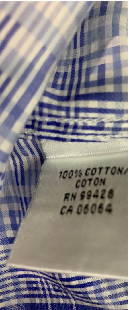 Size XL Bugatchi Mens Blue White Plaid Button Up Dress Shirt Cotton Shaped Fit