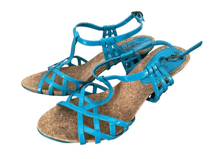 Size 8M Kenneth Cole Reaction Strappy 3.5" Heel Sandal LR01369 Teal