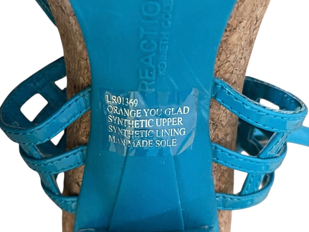 Size 8M Kenneth Cole Reaction Strappy 3.5" Heel Sandal LR01369 Teal