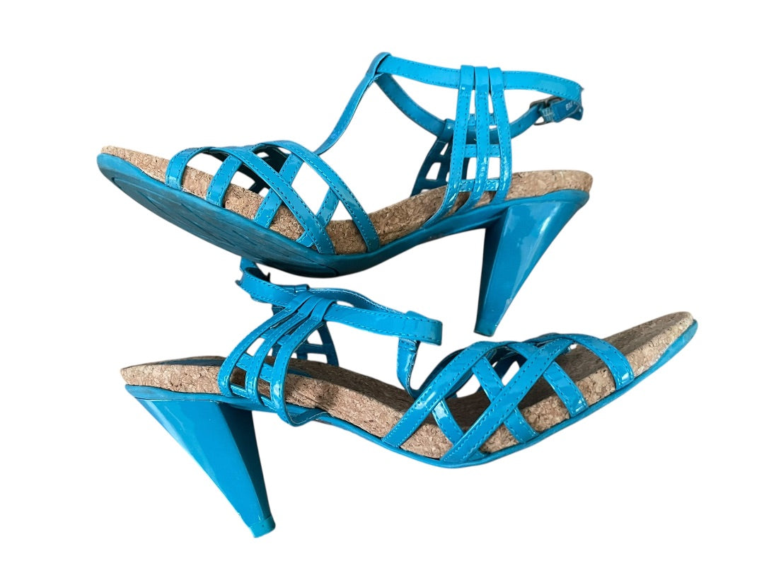 Size 8M Kenneth Cole Reaction Strappy 3.5" Heel Sandal LR01369 Teal