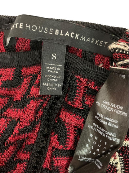 Small White House Black Market Short Sleeve V-Neck Sweater Black Red Silver