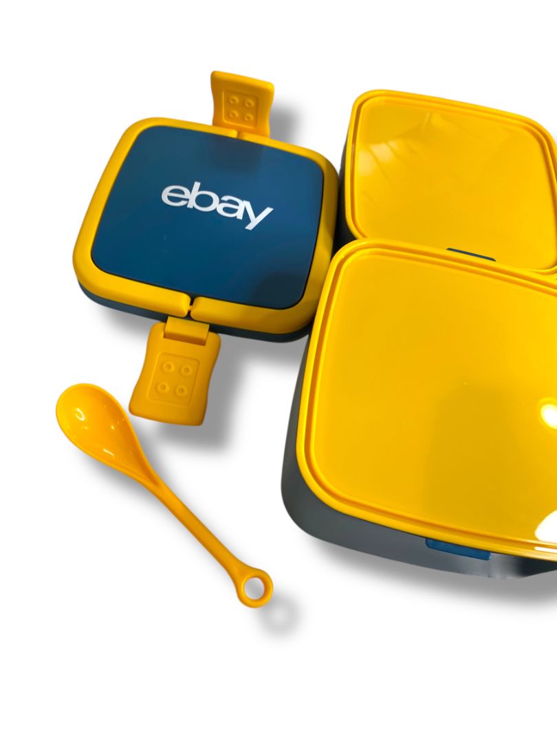 New eBay Bento Lunch Box Bundle  Food Container Travel Compartments Blue Yellow