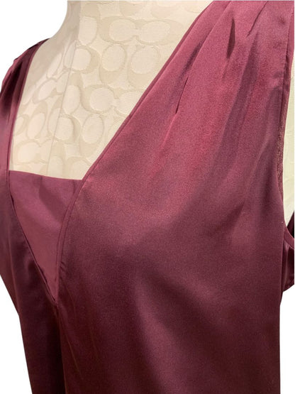 Medium White House Black Market Womens Burgundy Satin Sleeveless Blouse