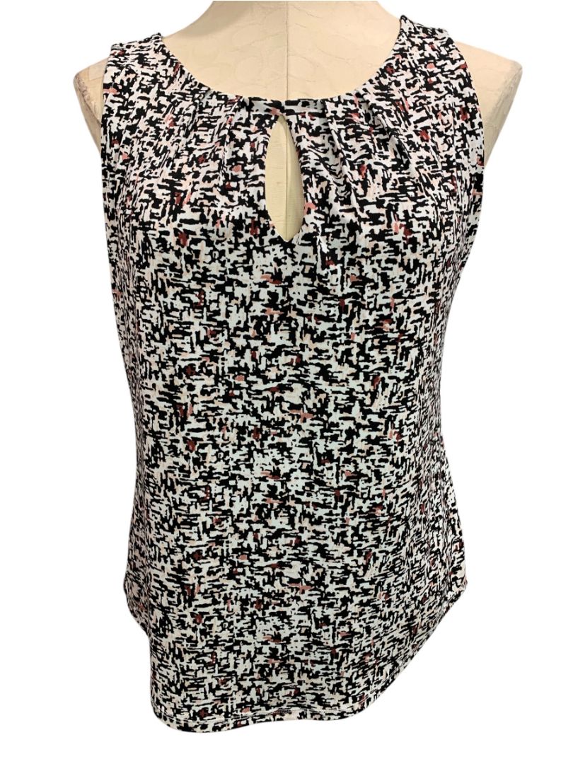 Small White House Black Market Womens Pullover Blouse Sleeveless Keyhole