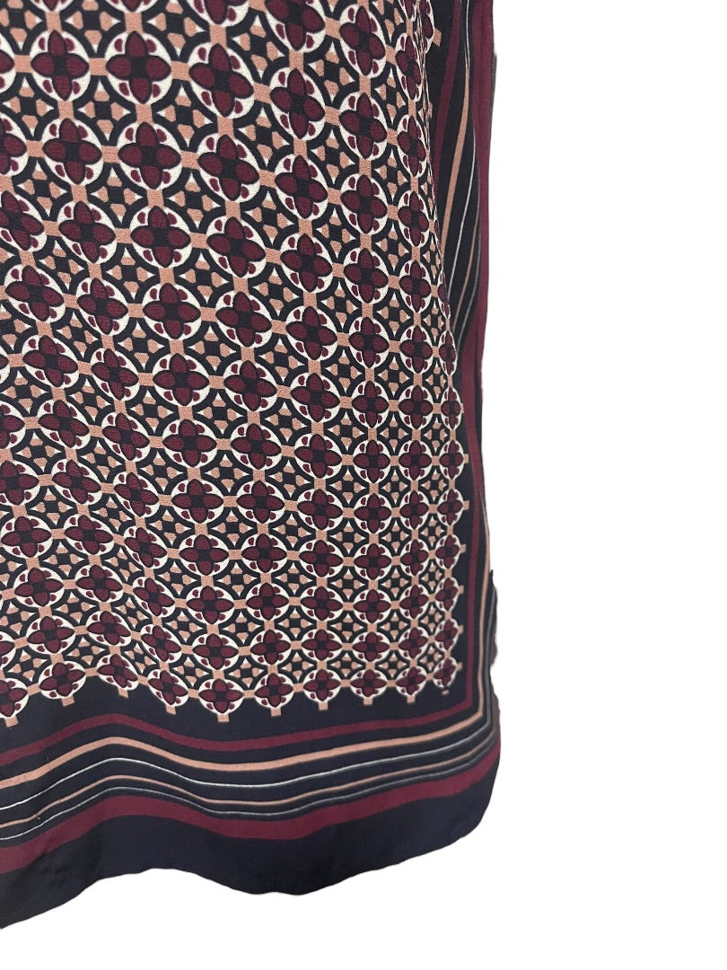 Size XS Loft Womens Split Neck Slightly Sheer Shirt Sleeveless Print