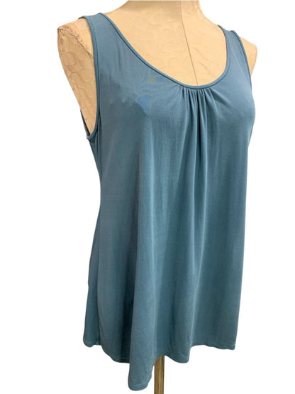 Medium Petite Eileen Fisher Womens Silk Blue Tank Shell Sleeveless Shirt