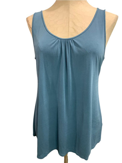 Medium Petite Eileen Fisher Womens Silk Blue Tank Shell Sleeveless Shirt