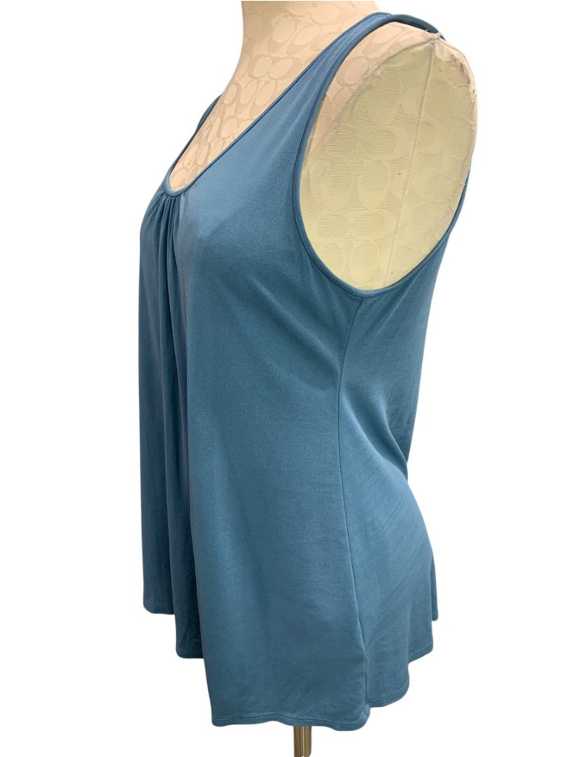 Medium Petite Eileen Fisher Womens Silk Blue Tank Shell Sleeveless Shirt