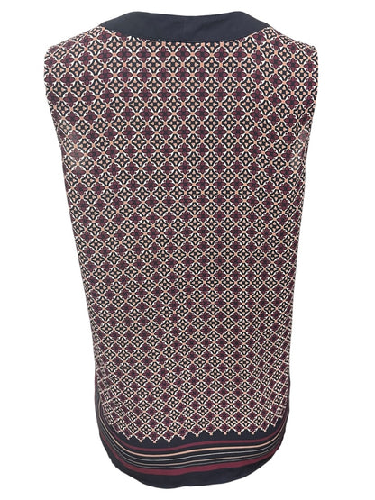 Size XS Loft Womens Split Neck Slightly Sheer Shirt Sleeveless Print