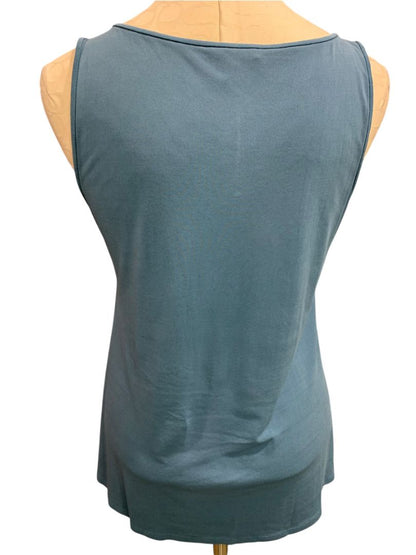 Medium Petite Eileen Fisher Womens Silk Blue Tank Shell Sleeveless Shirt