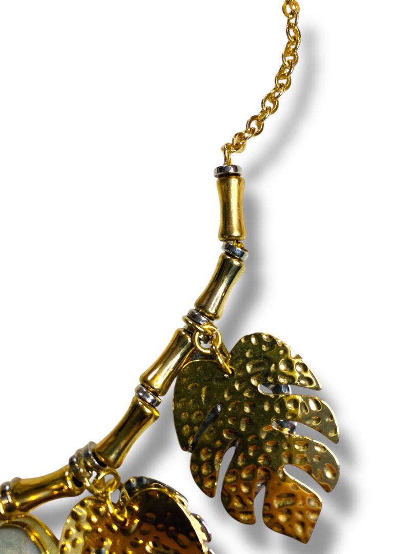 International Concepts Goldtone Necklace Leaf Silvertone Accents 18-21"