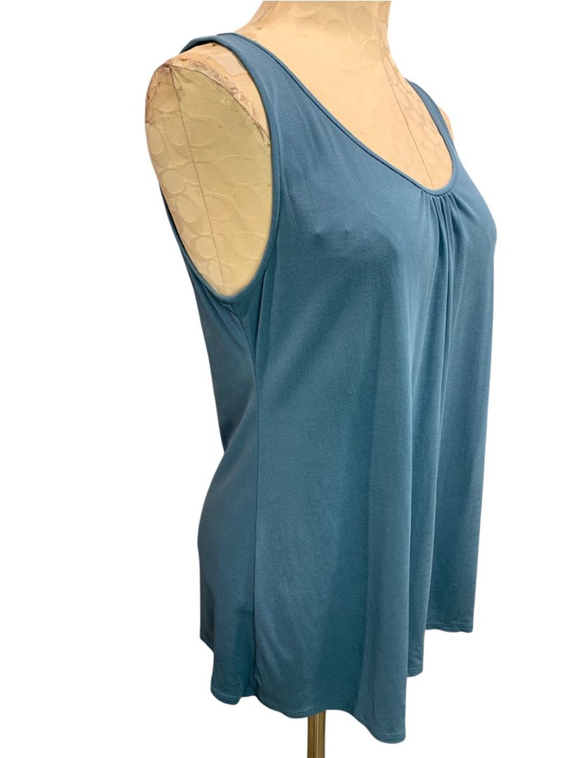Medium Petite Eileen Fisher Womens Silk Blue Tank Shell Sleeveless Shirt