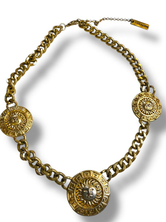 Steve Madden Goldtone Chunky Sun Medallion Necklace 17-20"
