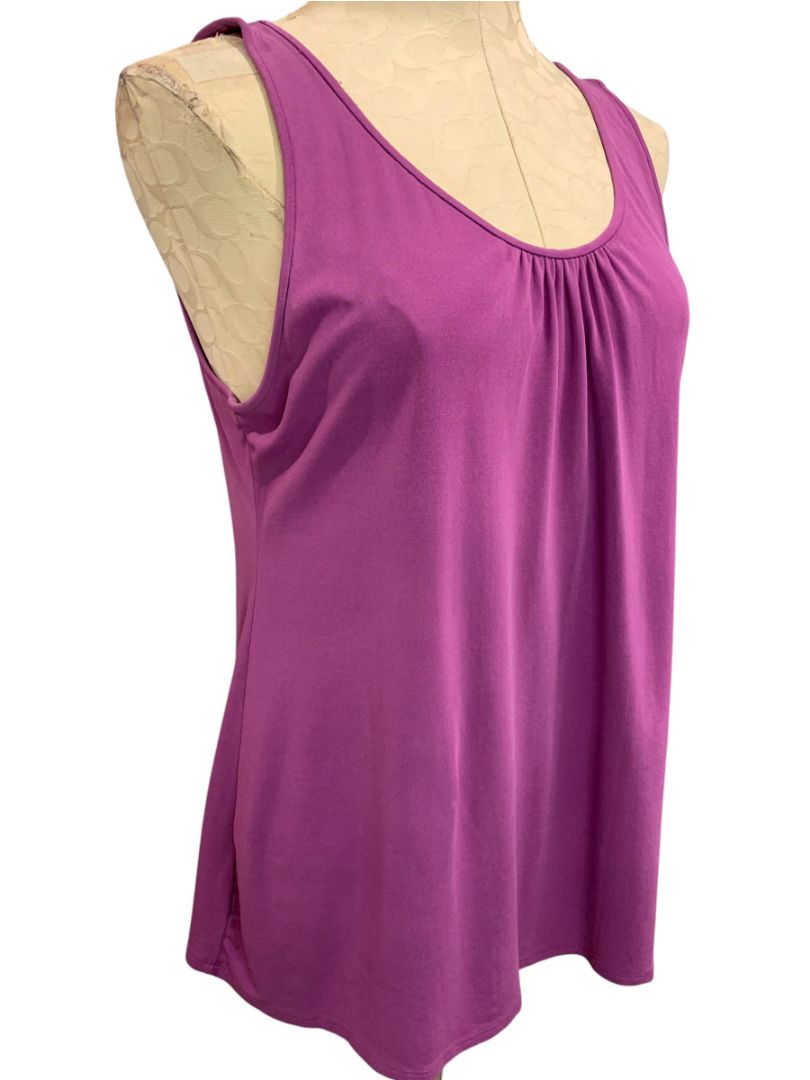 Medium Petite Eileen Fisher Womens Silk Purple Tank Shell Sleeveless Shirt