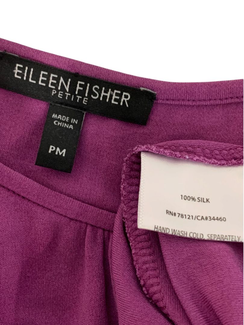 Medium Petite Eileen Fisher Womens Silk Purple Tank Shell Sleeveless Shirt