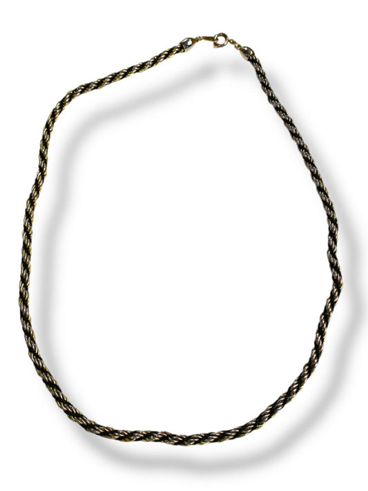 Vintage Twist 3mm Chain Necklace Black Goldtone Silvertone 18"