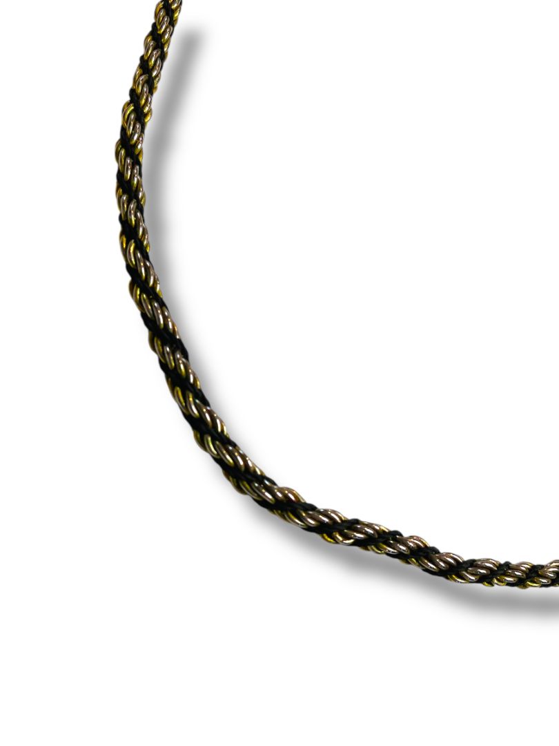 Vintage Twist 3mm Chain Necklace Black Goldtone Silvertone 18"