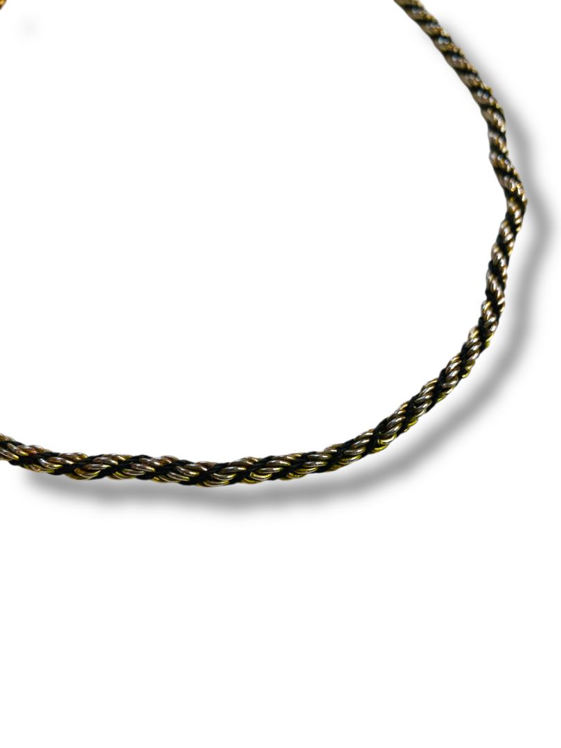 Vintage Twist 3mm Chain Necklace Black Goldtone Silvertone 18"