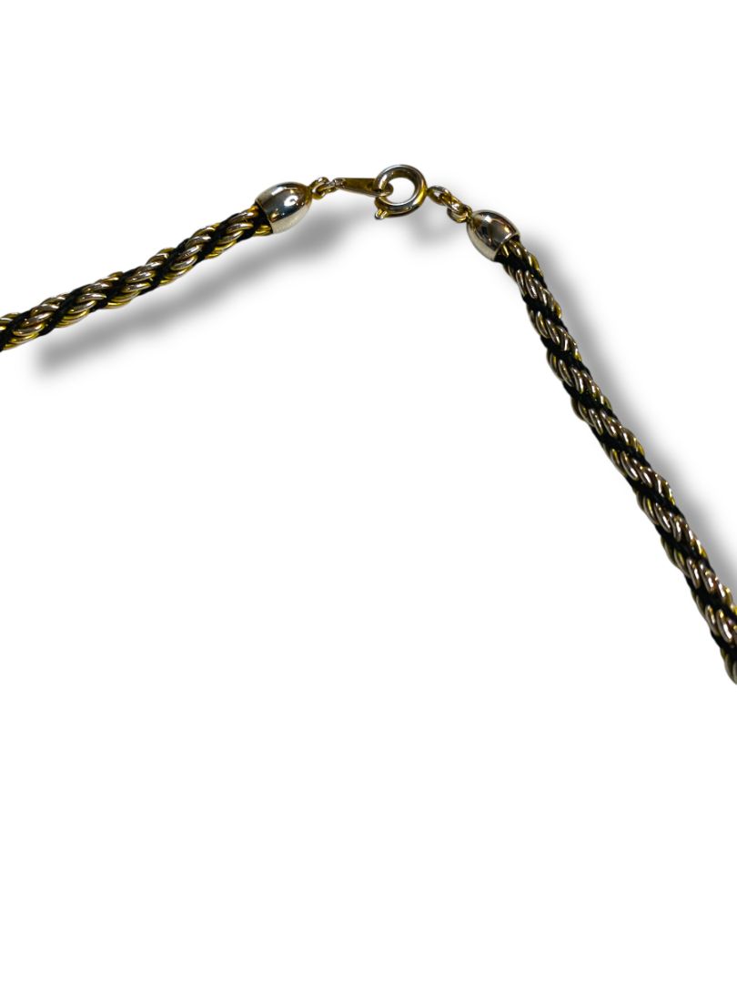 Vintage Twist 3mm Chain Necklace Black Goldtone Silvertone 18"