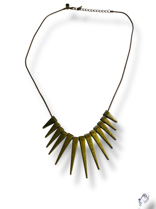 Express Bronze Color Necklace Bib Statement 20-22" Antiqued Look