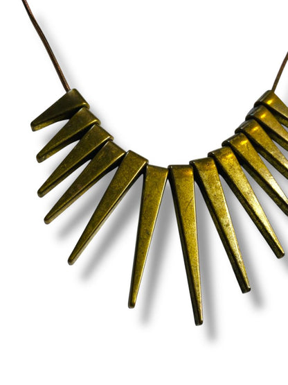 Express Bronze Color Necklace Bib Statement 20-22" Antiqued Look