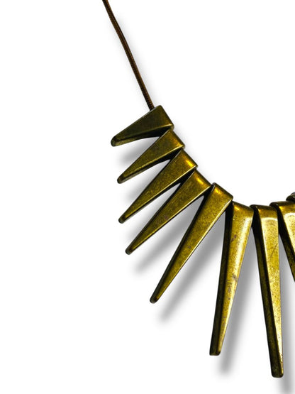 Express Bronze Color Necklace Bib Statement 20-22" Antiqued Look