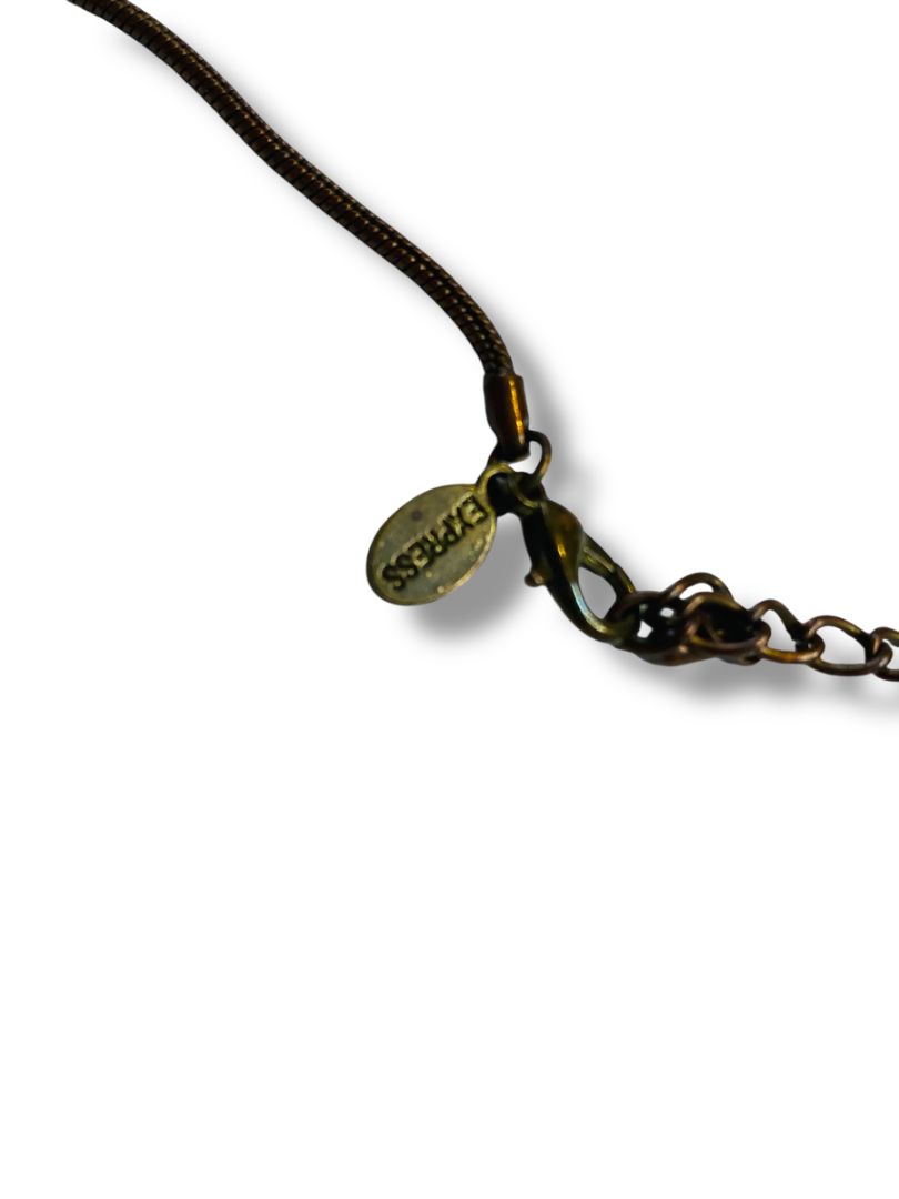 Express Bronze Color Necklace Bib Statement 20-22" Antiqued Look