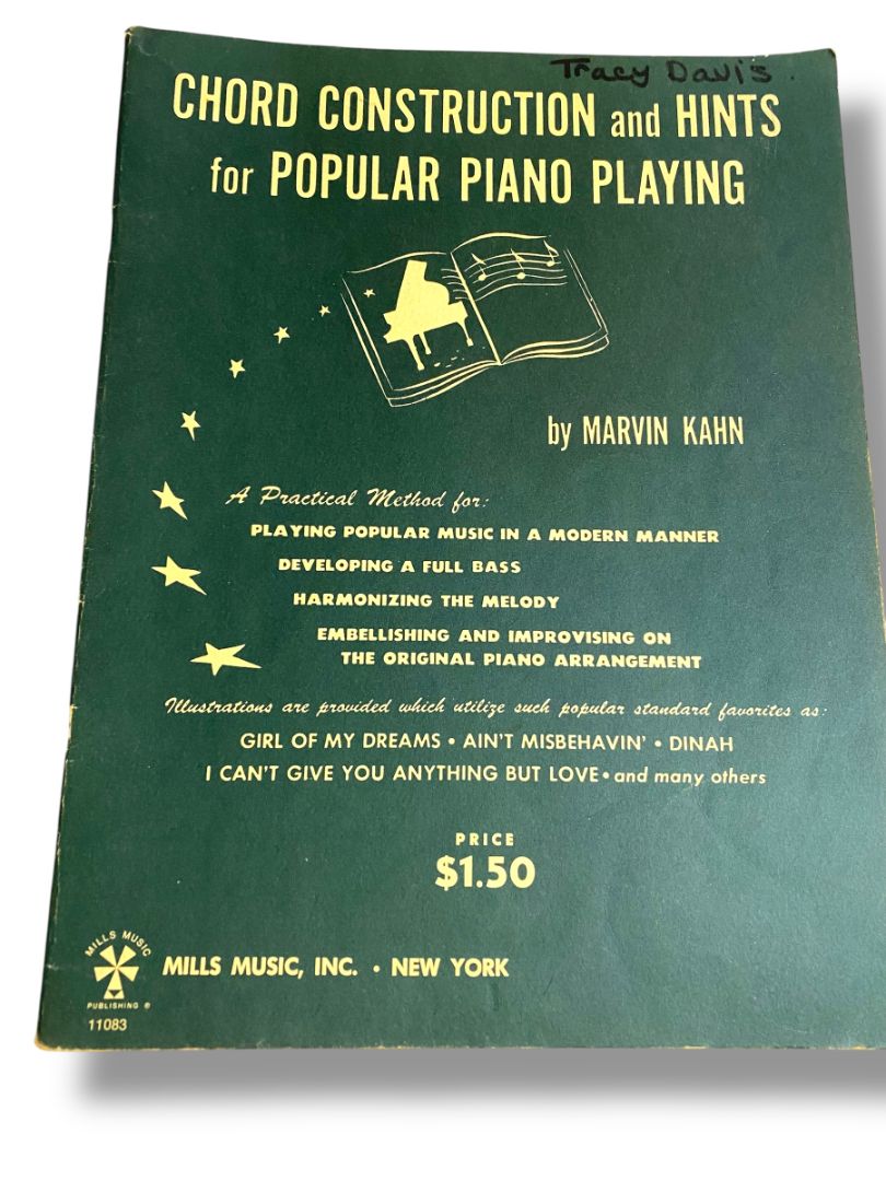 1943 Chord Construction and Hints for Popular Piano Playing Kahn Book