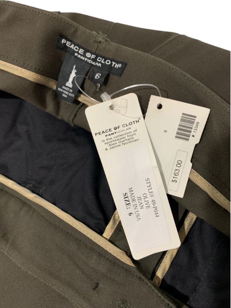 Size 6 Peace of Cloth Panticular Womens New Olive Jean Straight Leg Stretch