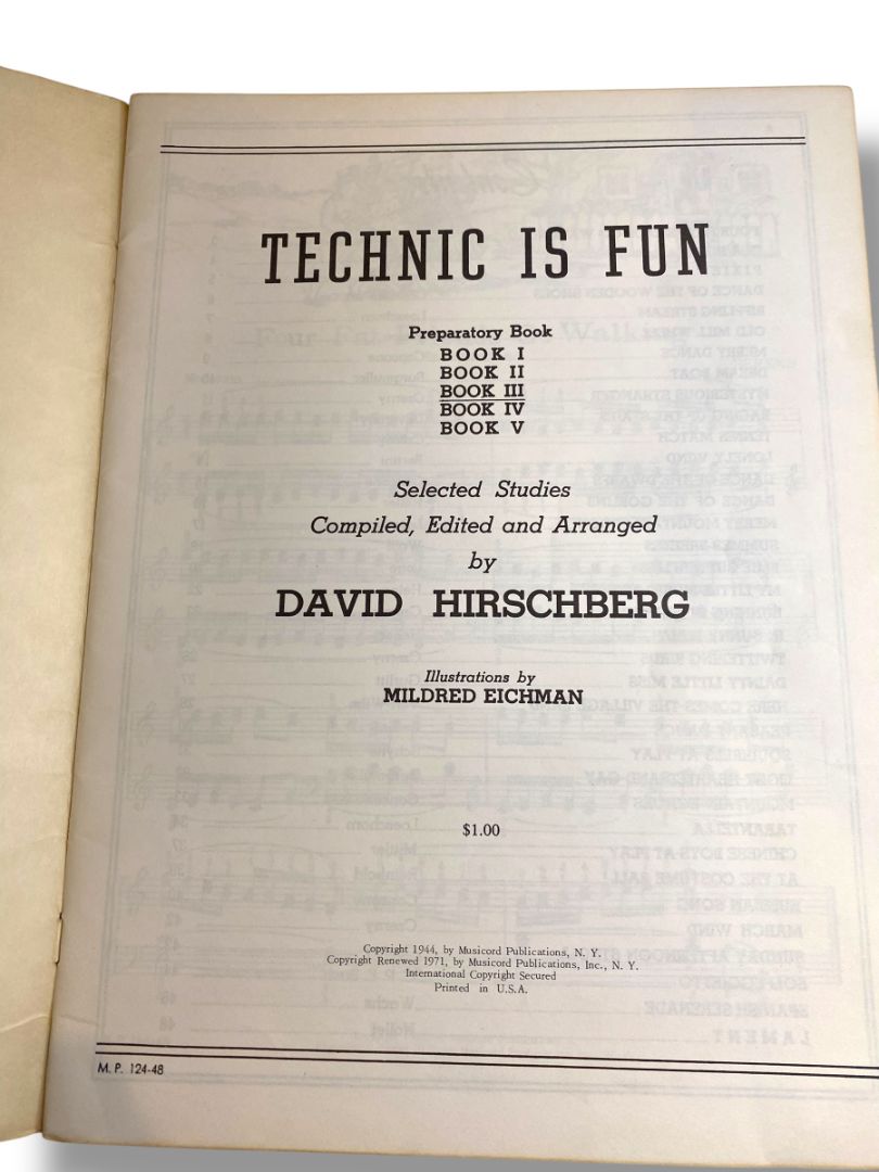 1944 Technic is Fun Book Three David Hirschberg Piano Music