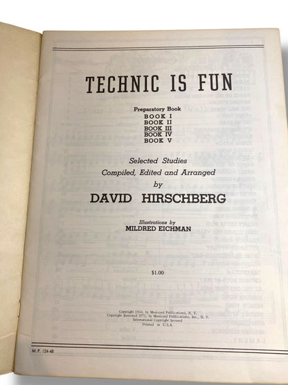 1944 Technic is Fun Book Three David Hirschberg Piano Music