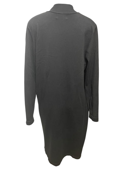 Large Joan Vass Womens Black Open Cardigan Sweater Duster Pockets