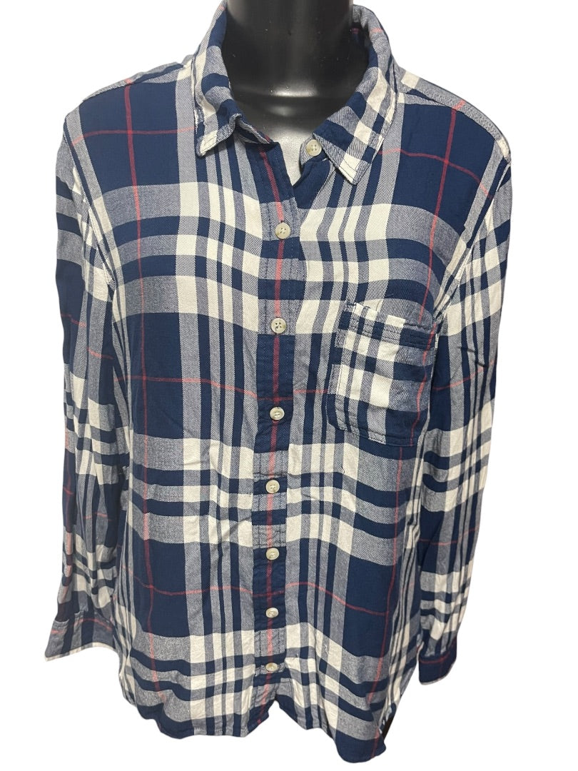 Size XXL Mossimo Womens Lightweight Navy Blue Flannel Button Up